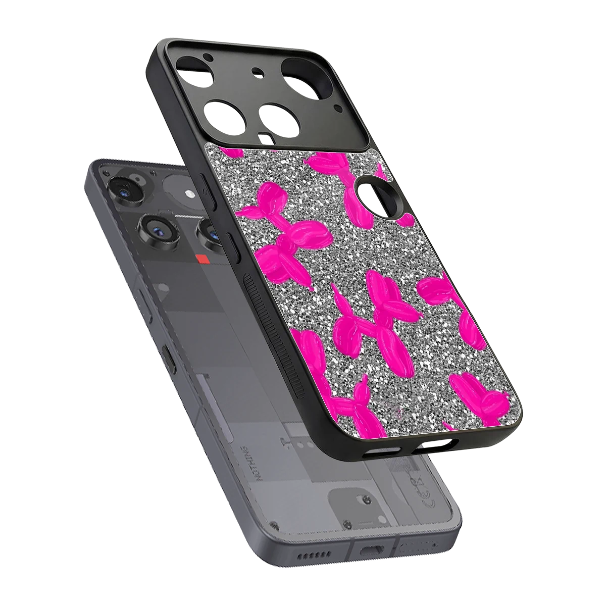 Glittery Ride sleek nothing phone 3 cover with tempered glass back and TPU edges