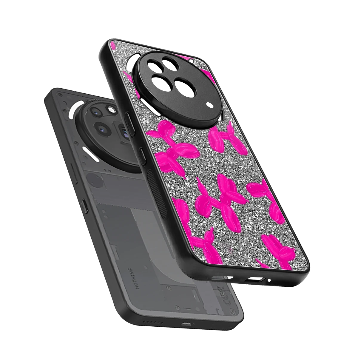 Glittery Ride sleek nothing phone 3a pro cover with tempered glass back and TPU edges