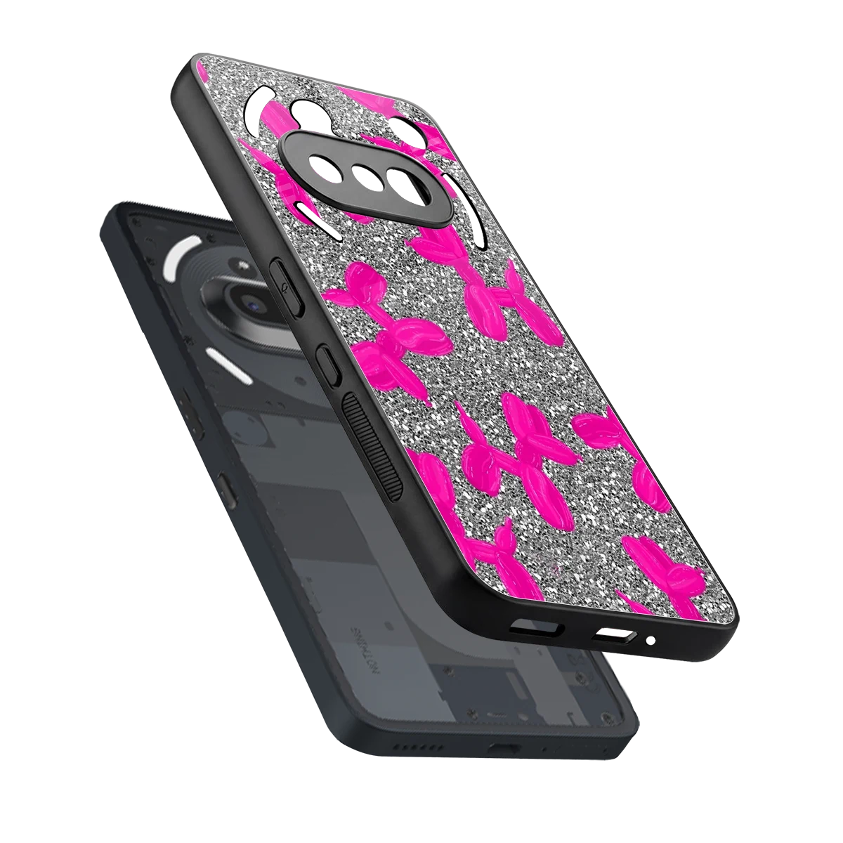 Glittery Ride sleek nothing phone 3a cover with tempered glass back and TPU edges