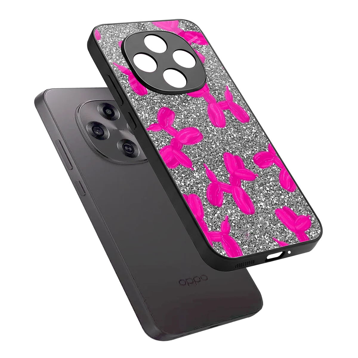 Glittery Ride sleek oppo f31 pro 5g cover with tempered glass back and TPU edges