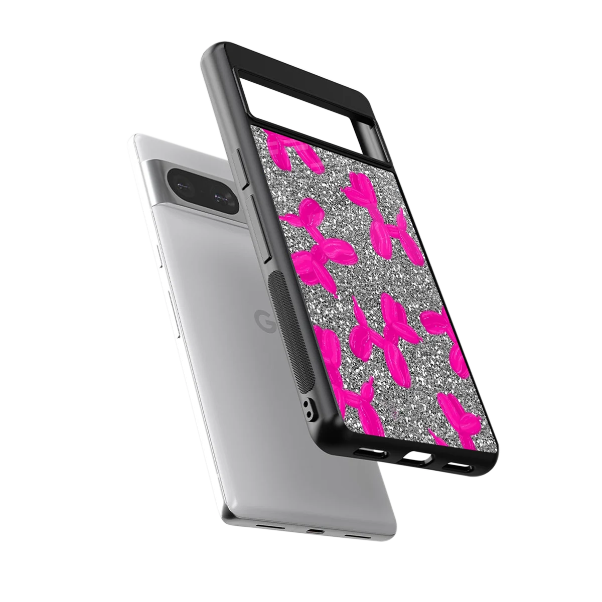 Glittery Ride sleek google pixel 8 cover with tempered glass back and TPU edges