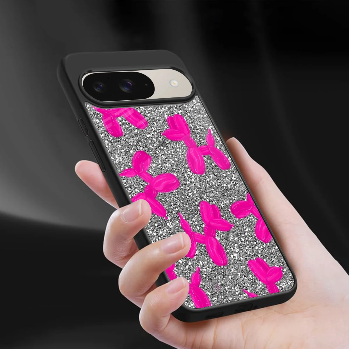 Glittery Ride sleek google pixel 9 cover with tempered glass back and TPU edges