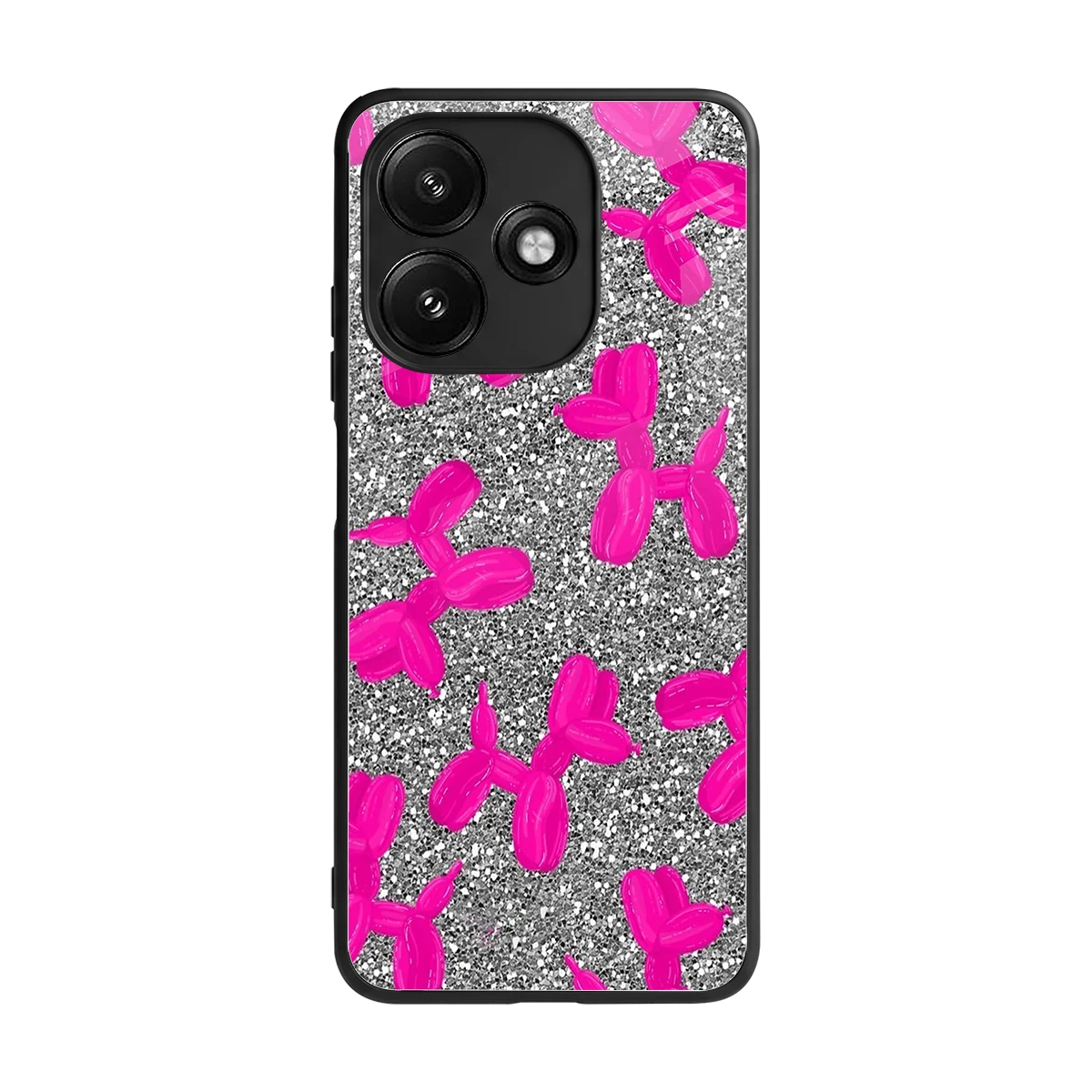 Glittery Ride back phone cover | glass case for redmi 12 5g