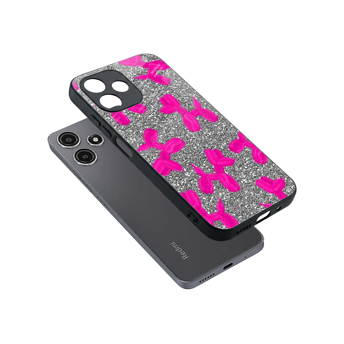 Glittery Ride sleek redmi 12 5g cover with tempered glass back and TPU edges