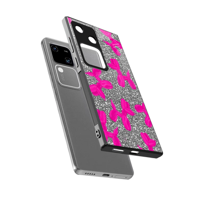 Glittery Ride sleek vivo v30 cover with tempered glass back and TPU edges
