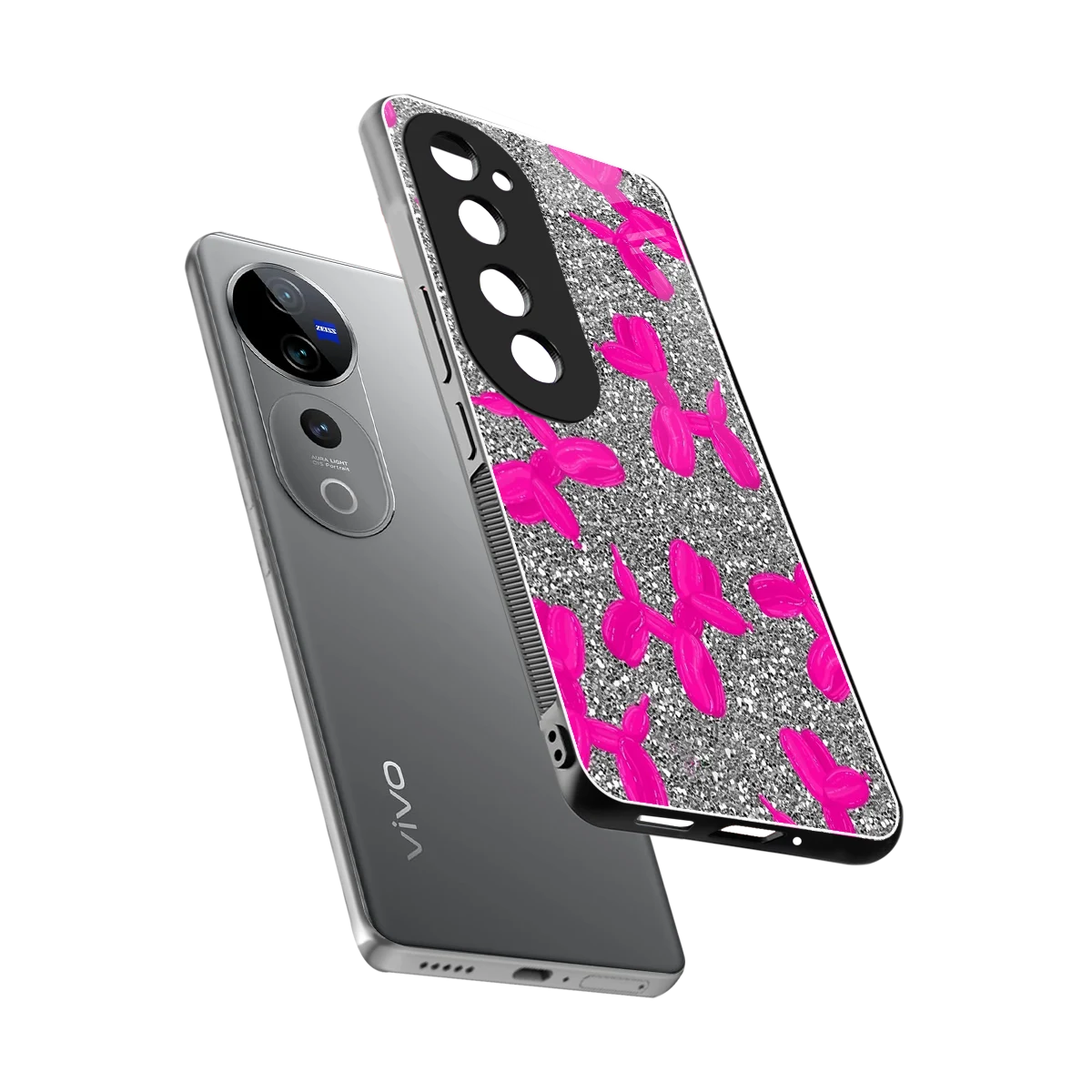 Glittery Ride sleek vivo v40 pro cover with tempered glass back and TPU edges