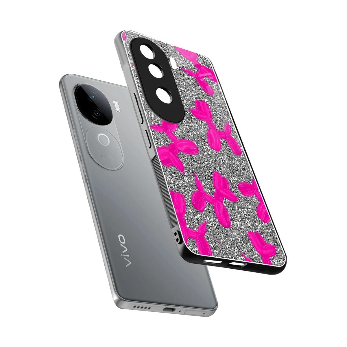 Glittery Ride sleek vivo v40e cover with tempered glass back and TPU edges