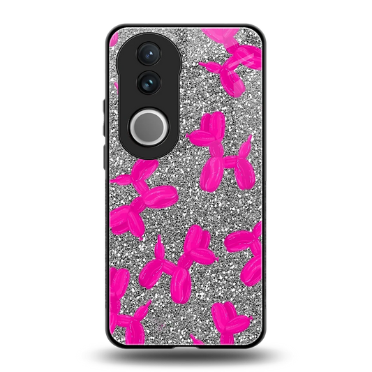 Glittery Ride back phone cover | glass case for vivo v50