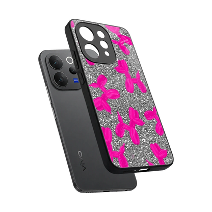 Glittery Ride sleek vivo v70 cover with tempered glass back and TPU edges