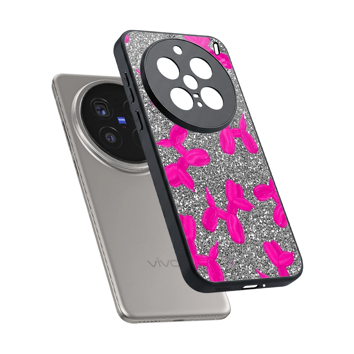 Glittery Ride sleek vivo x200 pro cover with tempered glass back and TPU edges