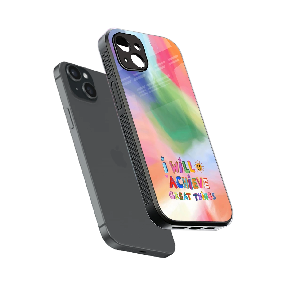 Goal Setter sleek iphone 15 plus cover with tempered glass back and TPU edges