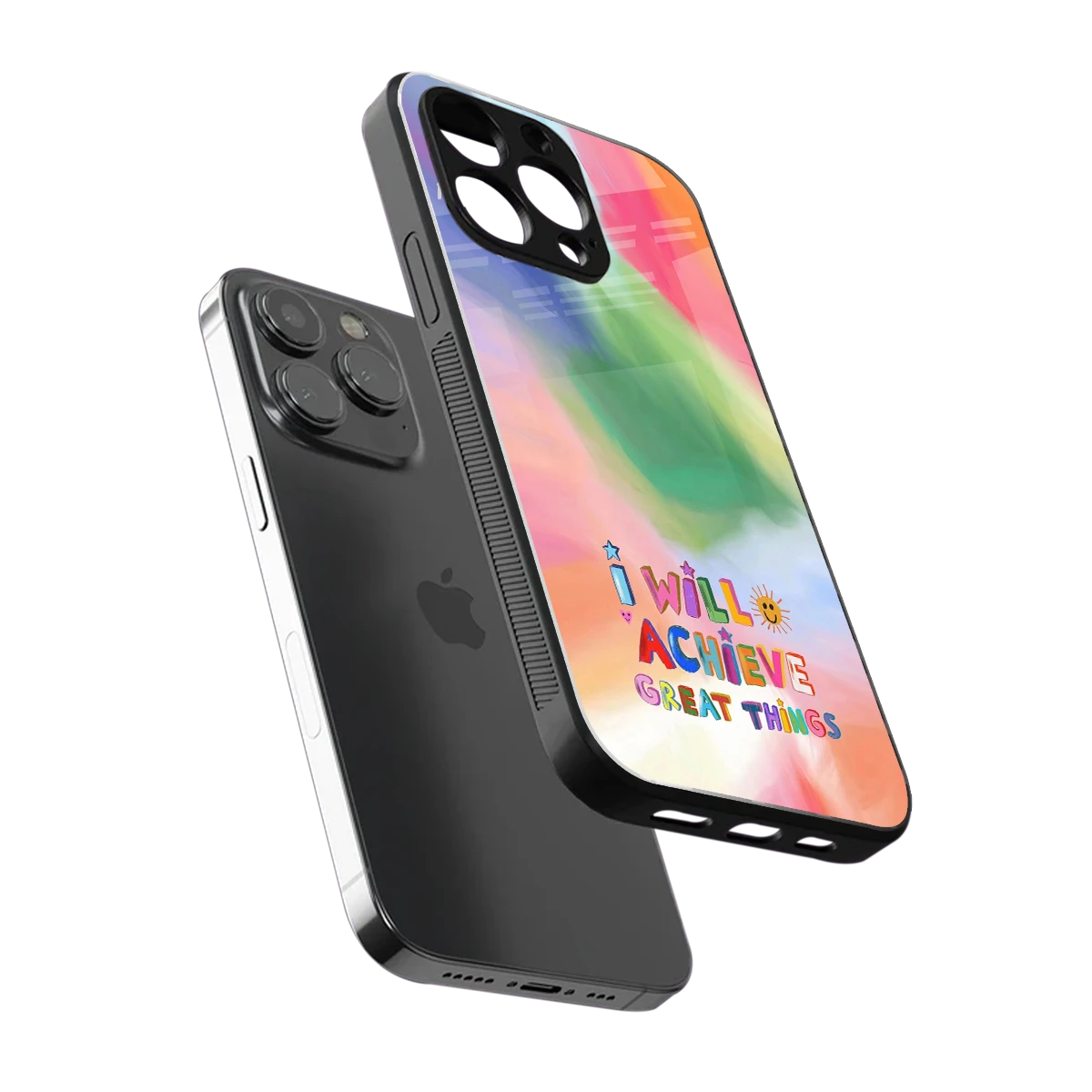 Goal Setter sleek iphone 15 pro max cover with tempered glass back and TPU edges