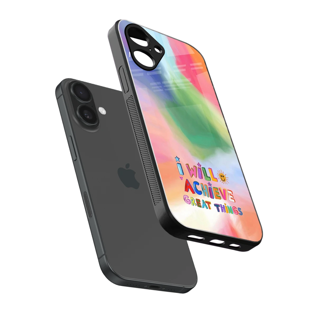 Goal Setter sleek iPhone 16 cover with tempered glass back and TPU edges