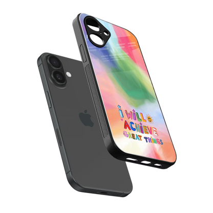 Goal Setter sleek iPhone 16 cover with tempered glass back and TPU edges