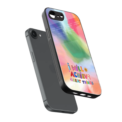 Goal Setter sleek iphone 16e cover with tempered glass back and TPU edges