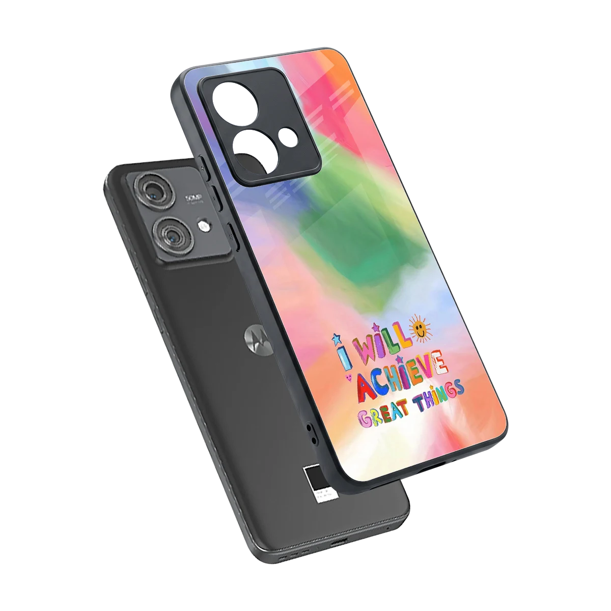 Goal Setter sleek motorola edge 40 neo 5g cover with tempered glass back and TPU edges