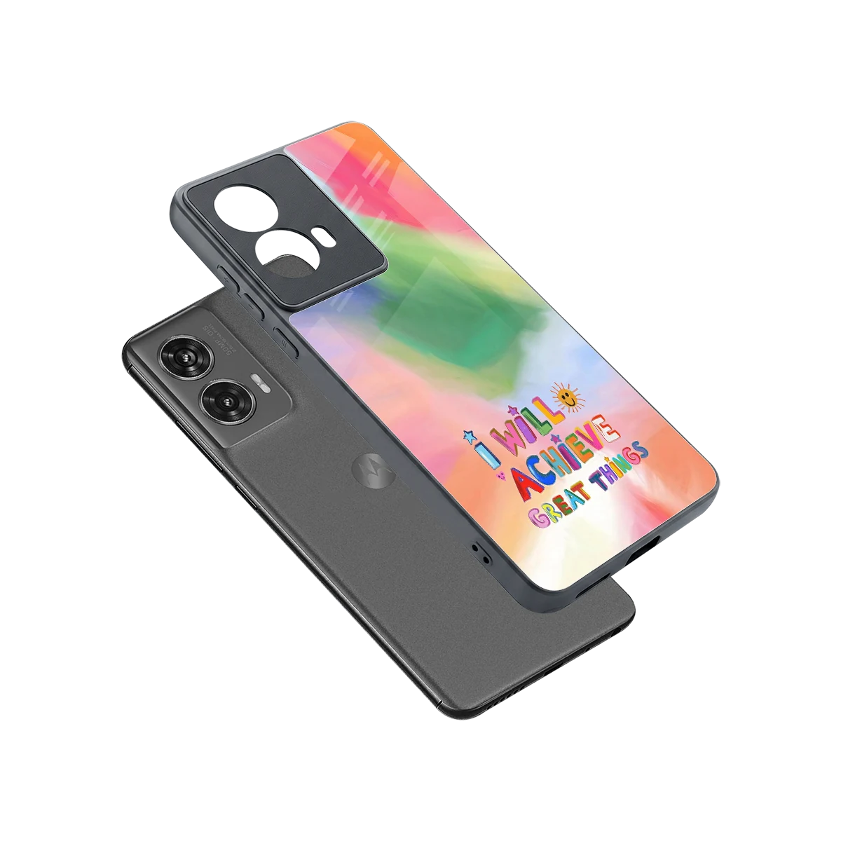 Goal Setter sleek motorola edge 50 fusion cover with tempered glass back and TPU edges