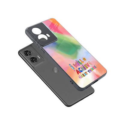 Goal Setter sleek motorola edge 50 fusion cover with tempered glass back and TPU edges