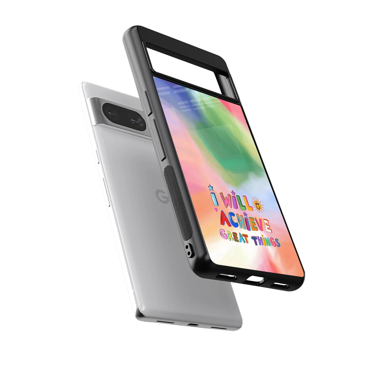 Goal Setter sleek google pixel 8 cover with tempered glass back and TPU edges