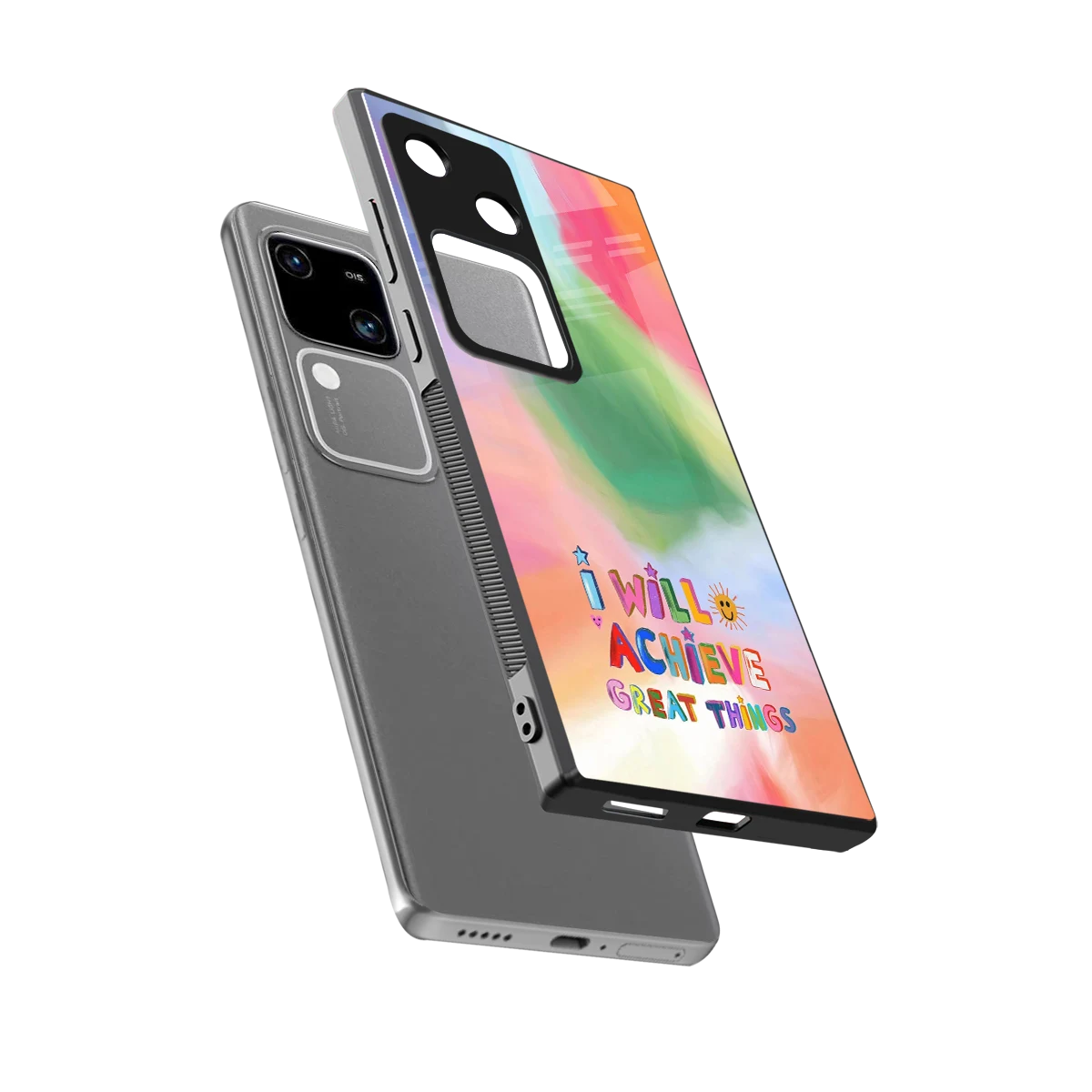 Goal Setter sleek vivo v30 cover with tempered glass back and TPU edges