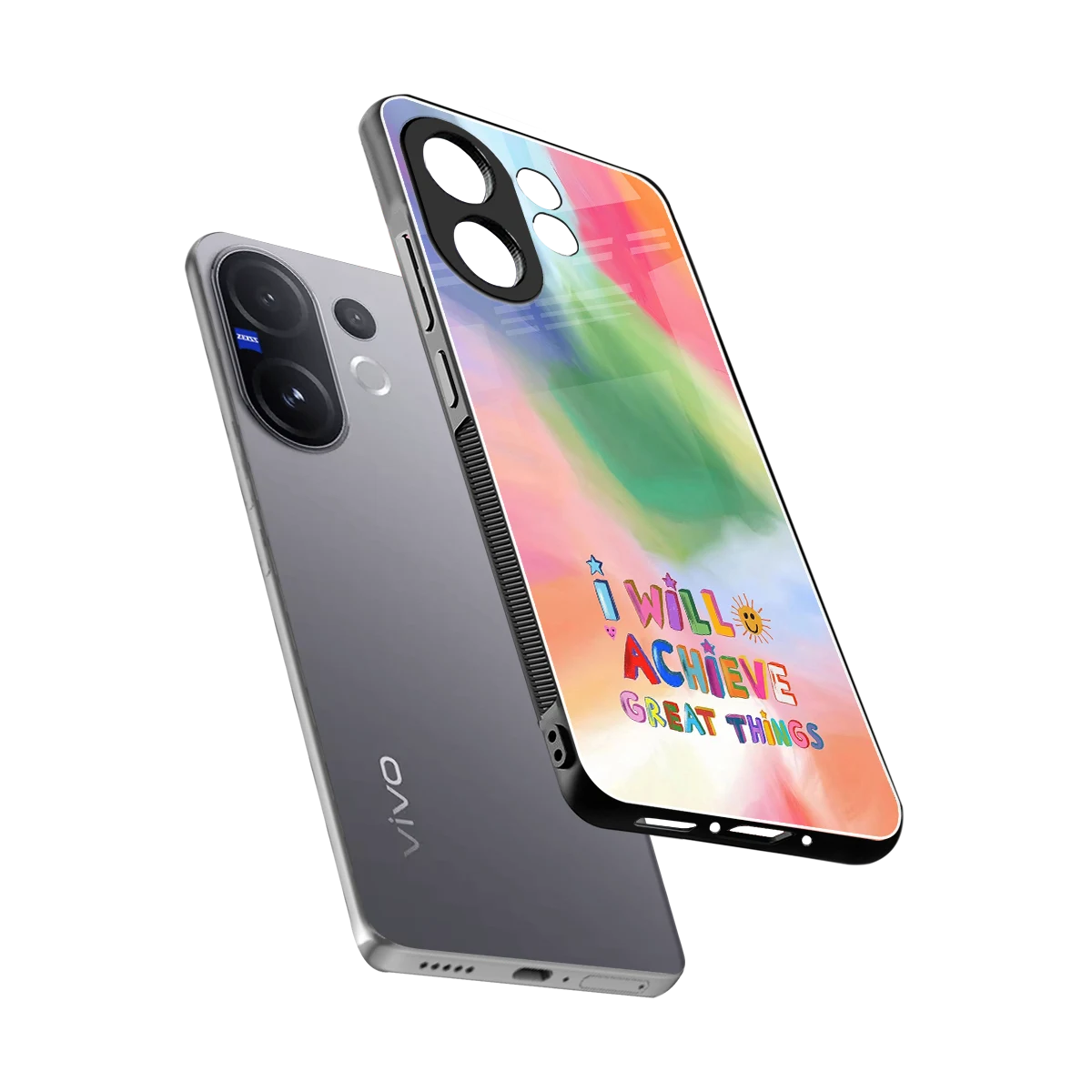 Goal Setter sleek vivo v60 cover with tempered glass back and TPU edges