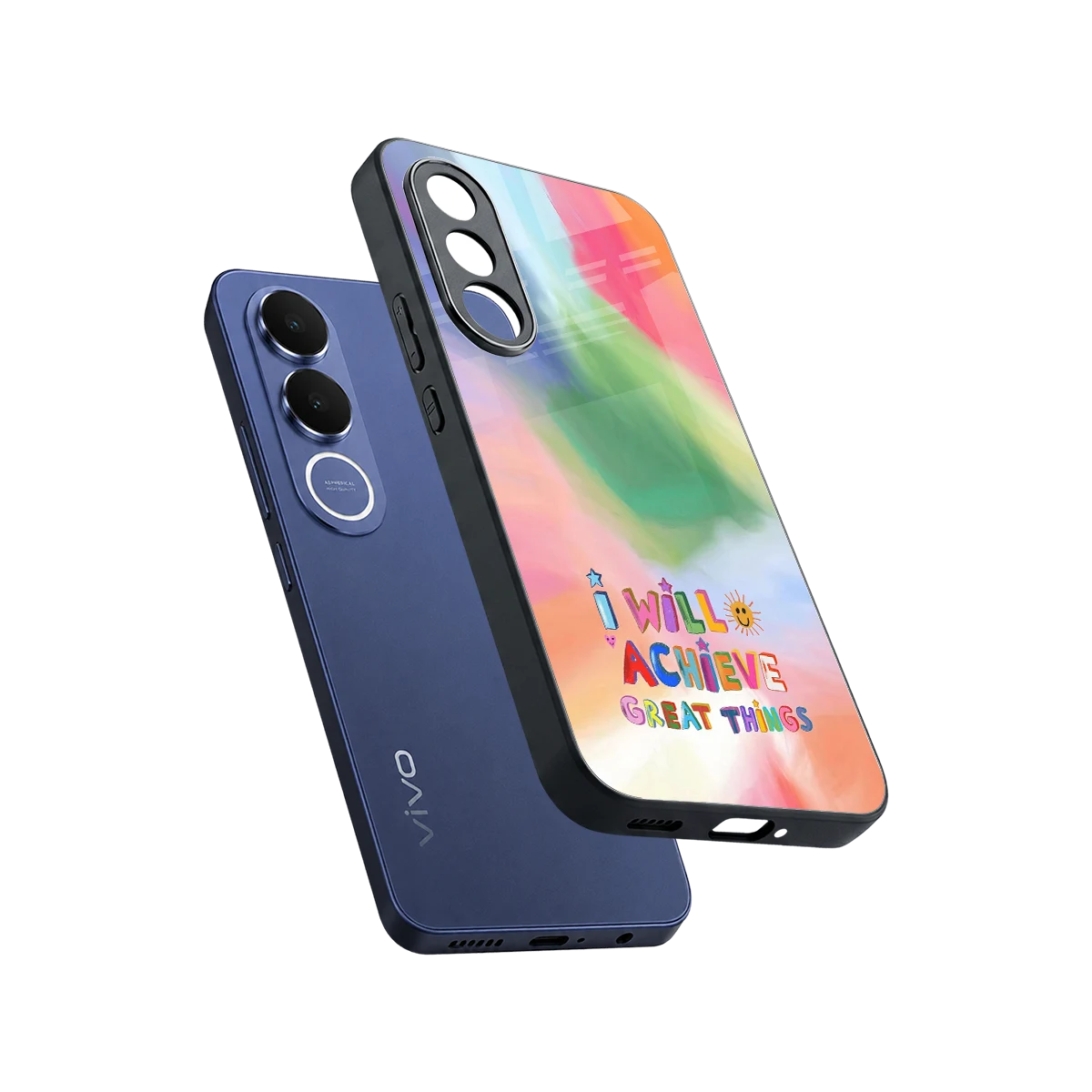 Goal Setter sleek vivo v70 fe cover with tempered glass back and TPU edges