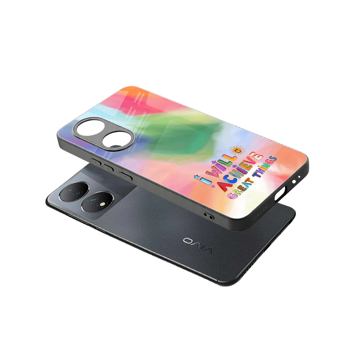 Goal Setter sleek Vivo-y100 cover with tempered glass back and TPU edges