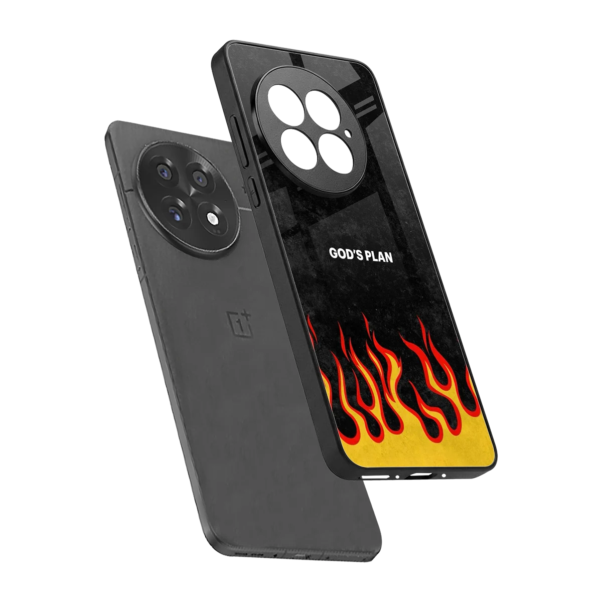 Gods Plan sleek oneplus 13 cover with tempered glass back and TPU edges