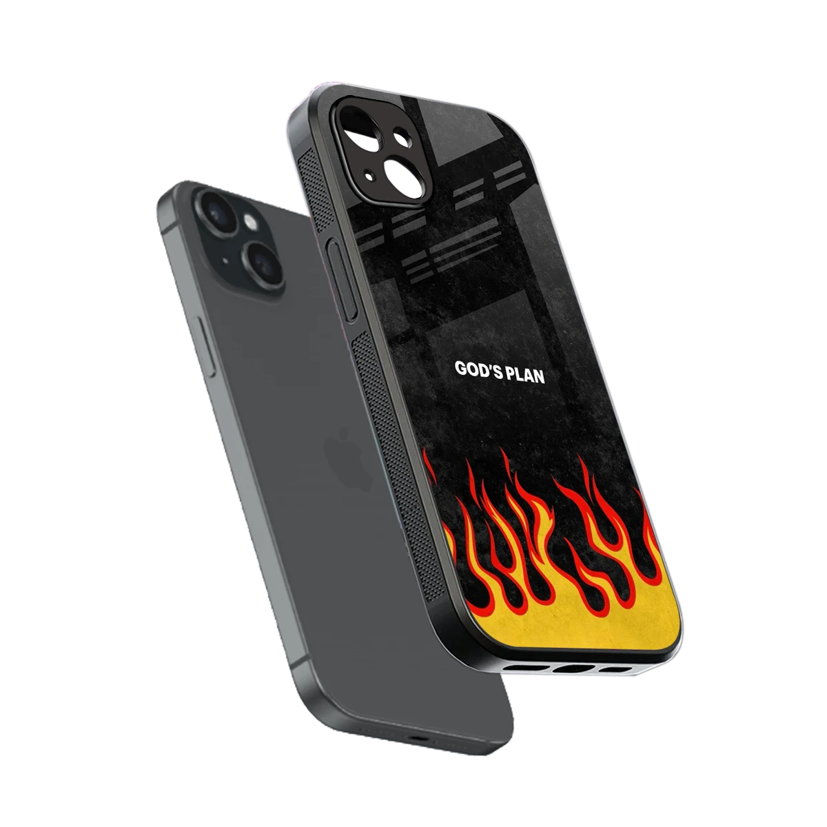 Gods Plan sleek iphone 15 plus cover with tempered glass back and TPU edges