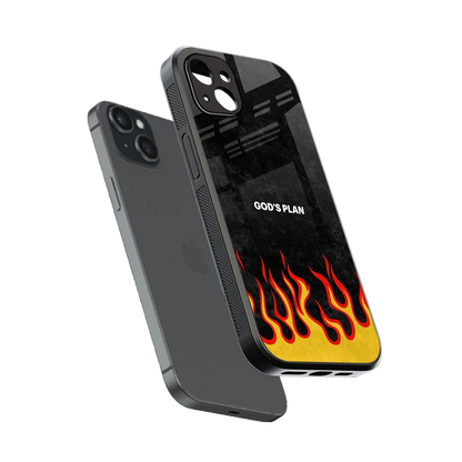 Gods Plan sleek iphone 15 plus cover with tempered glass back and TPU edges