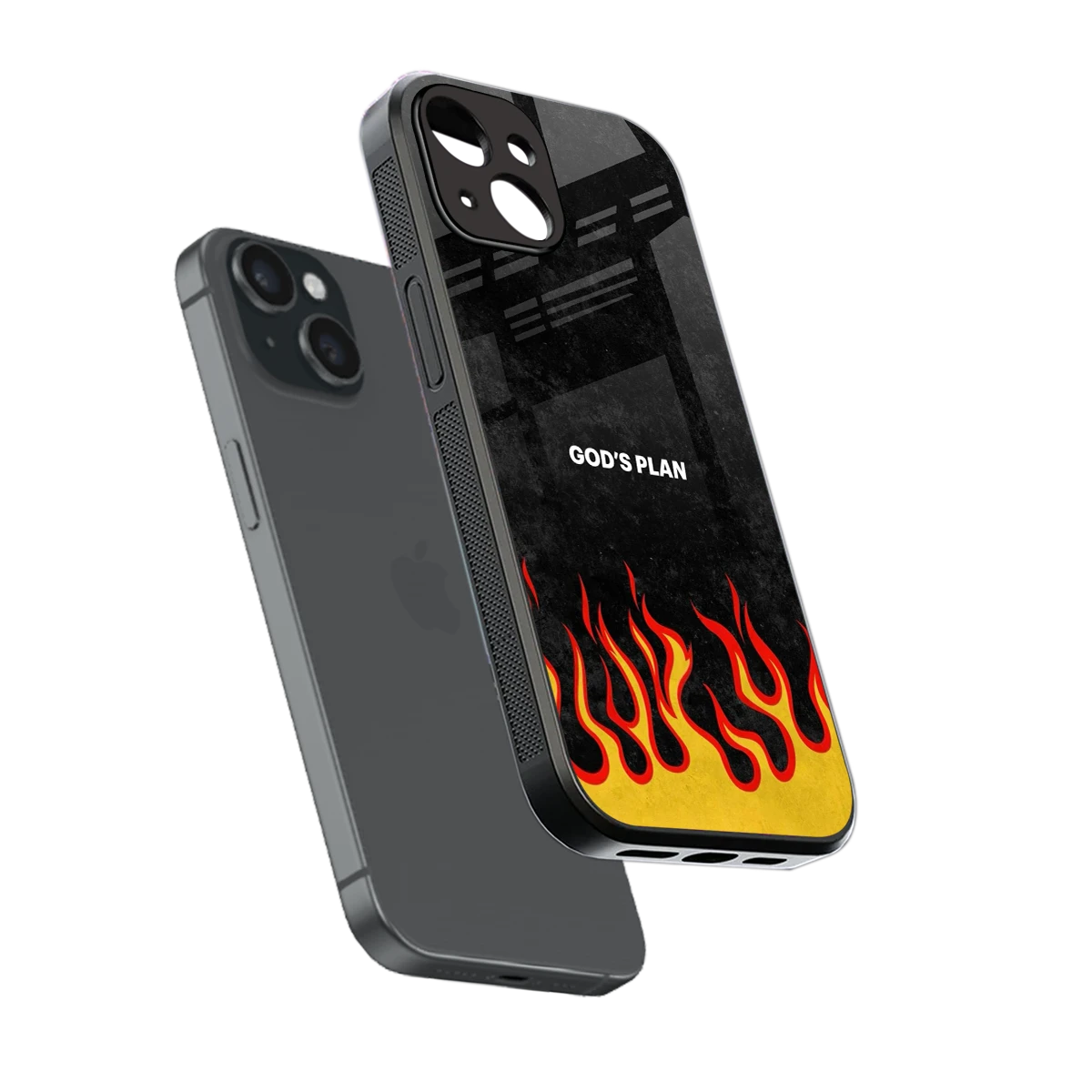 Gods Plan sleek iphone 15 cover with tempered glass back and TPU edges