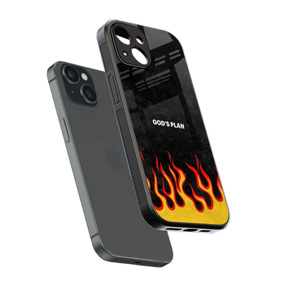 Gods Plan sleek iphone 15 cover with tempered glass back and TPU edges