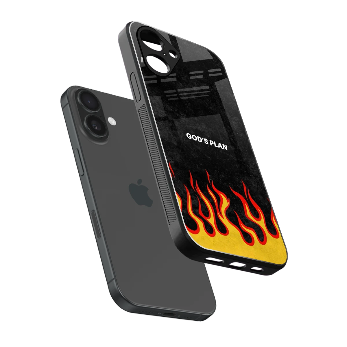 Gods Plan sleek iPhone 16 cover with tempered glass back and TPU edges