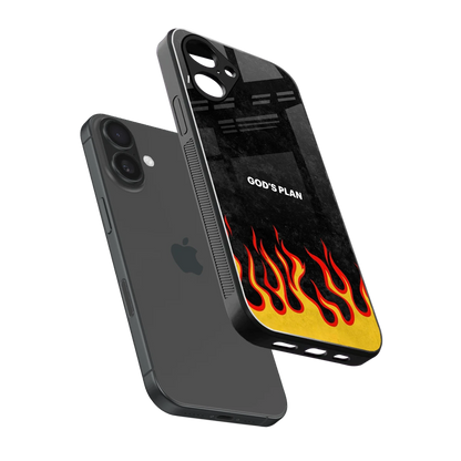 Gods Plan sleek iPhone 16 cover with tempered glass back and TPU edges