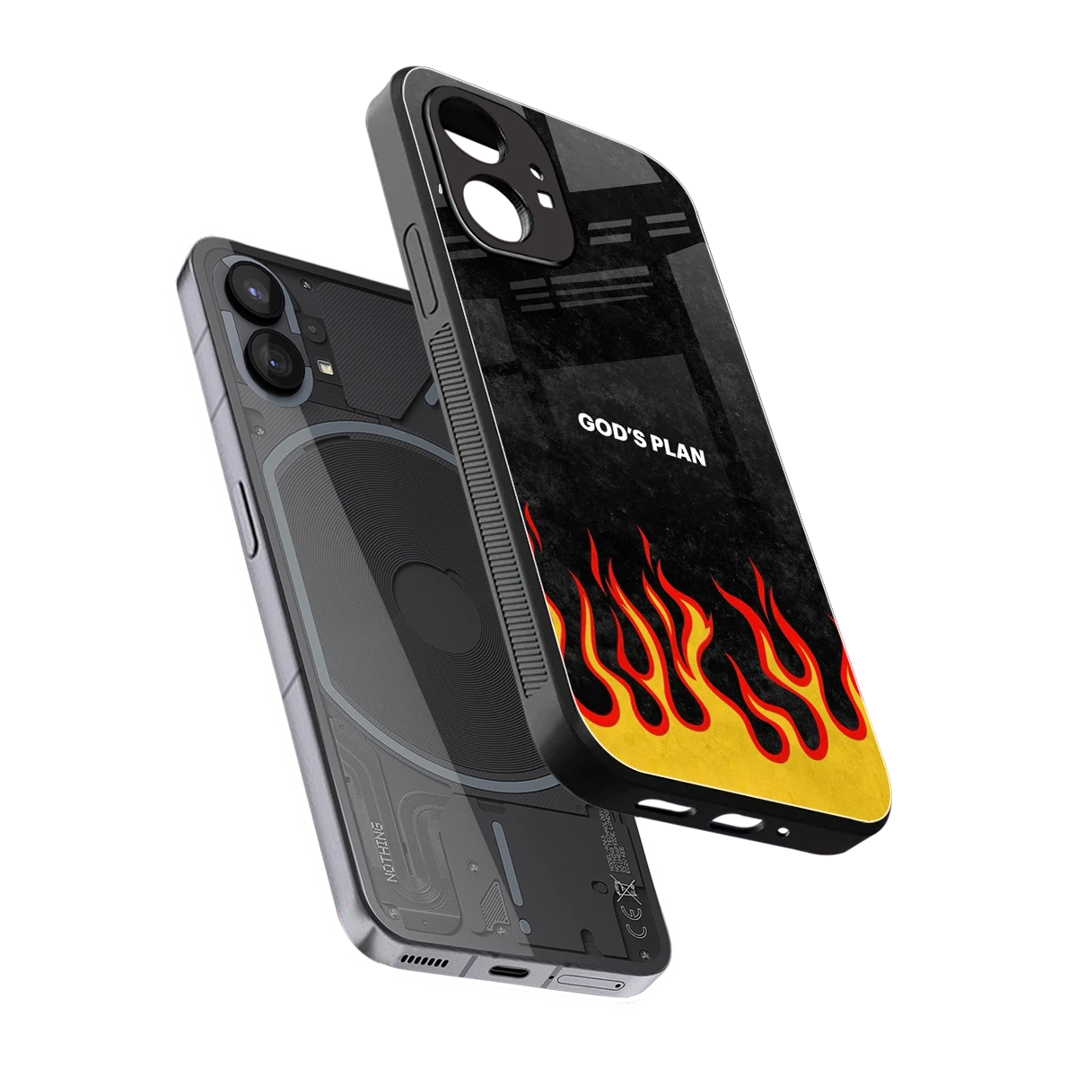 Gods Plan sleek nothing phone 1 cover with tempered glass back and TPU edges