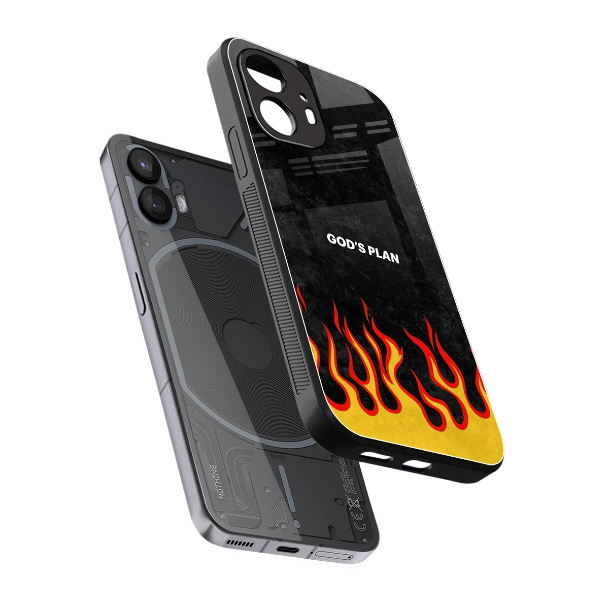 Gods Plan sleek nothing phone 2 cover with tempered glass back and TPU edges