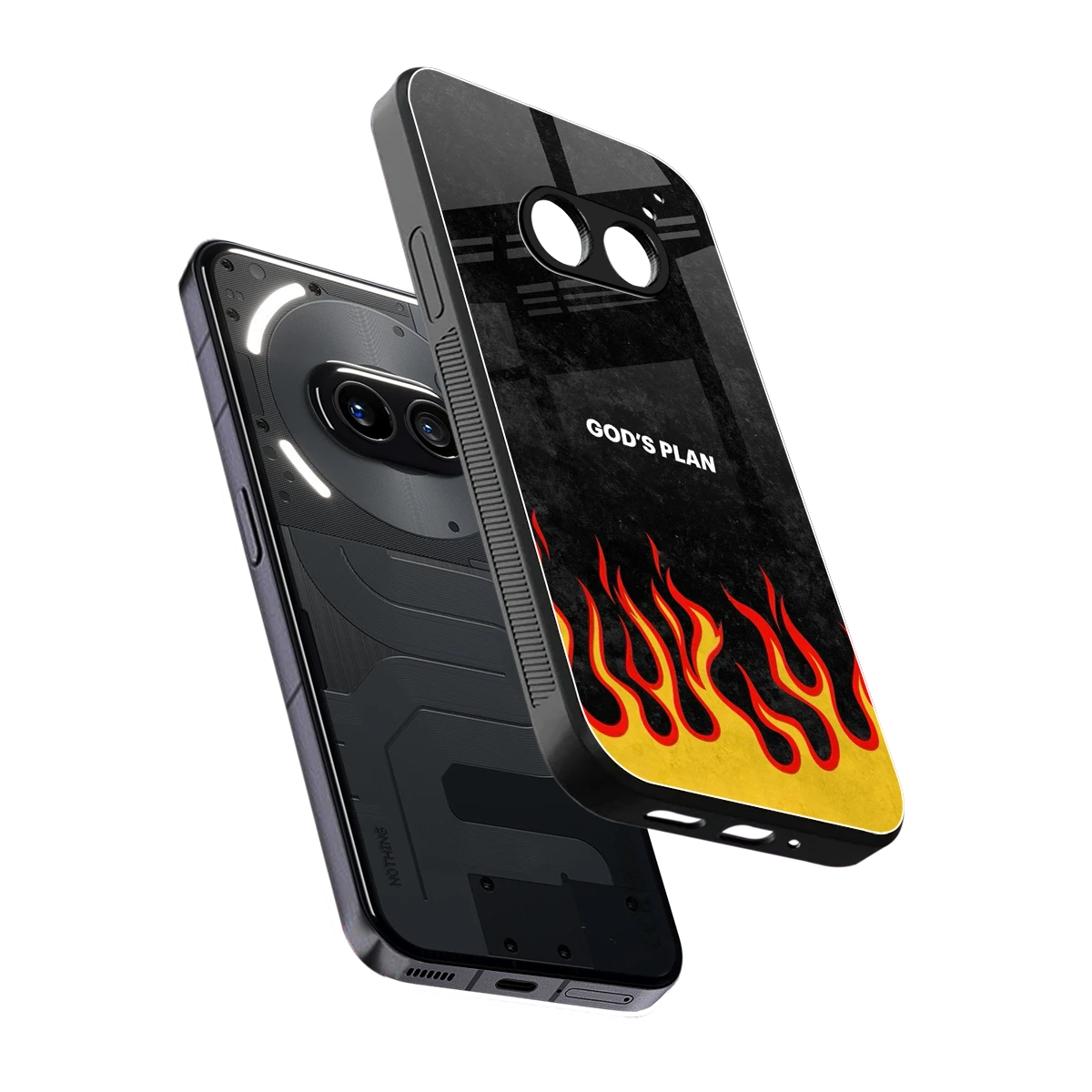Gods Plan sleek nothing phone 2a plus cover with tempered glass back and TPU edges