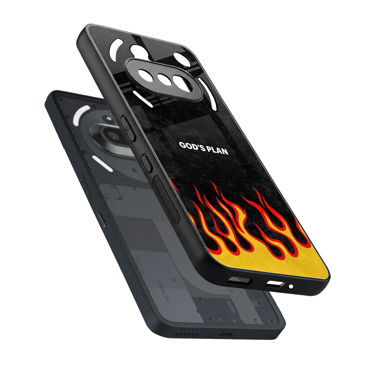 Gods Plan sleek nothing phone 3a cover with tempered glass back and TPU edges