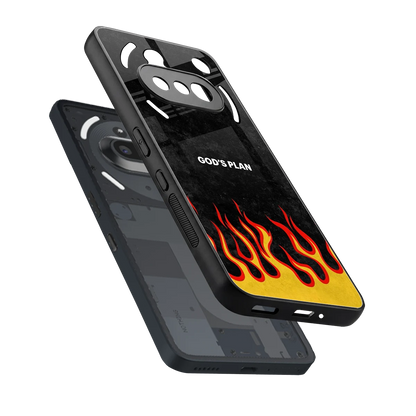 Gods Plan sleek nothing phone 3a cover with tempered glass back and TPU edges