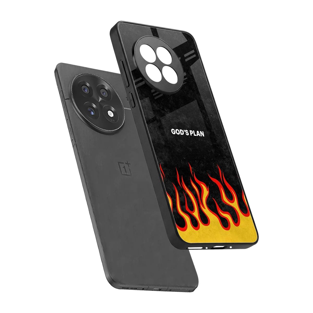 Gods Plan sleek oneplus 13r cover with tempered glass back and TPU edges