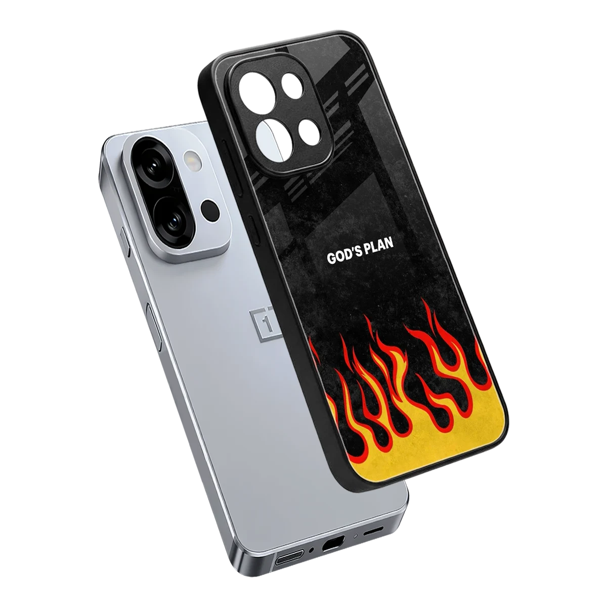 Gods Plan sleek oneplus 13s cover with tempered glass back and TPU edges