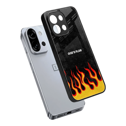 Gods Plan sleek oneplus 13s cover with tempered glass back and TPU edges