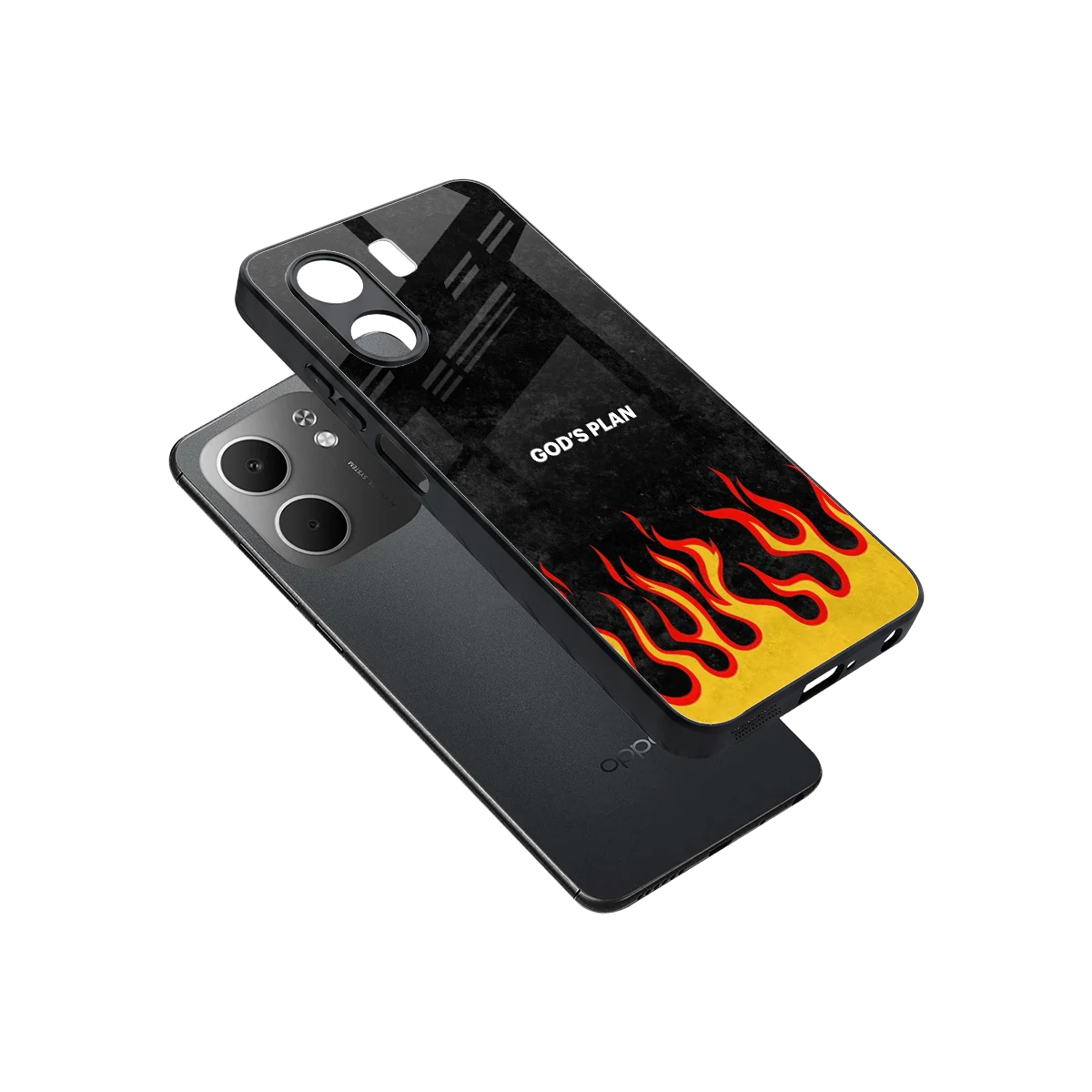 Gods Plan sleek oppo a5x 5g cover with tempered glass back and TPU edges