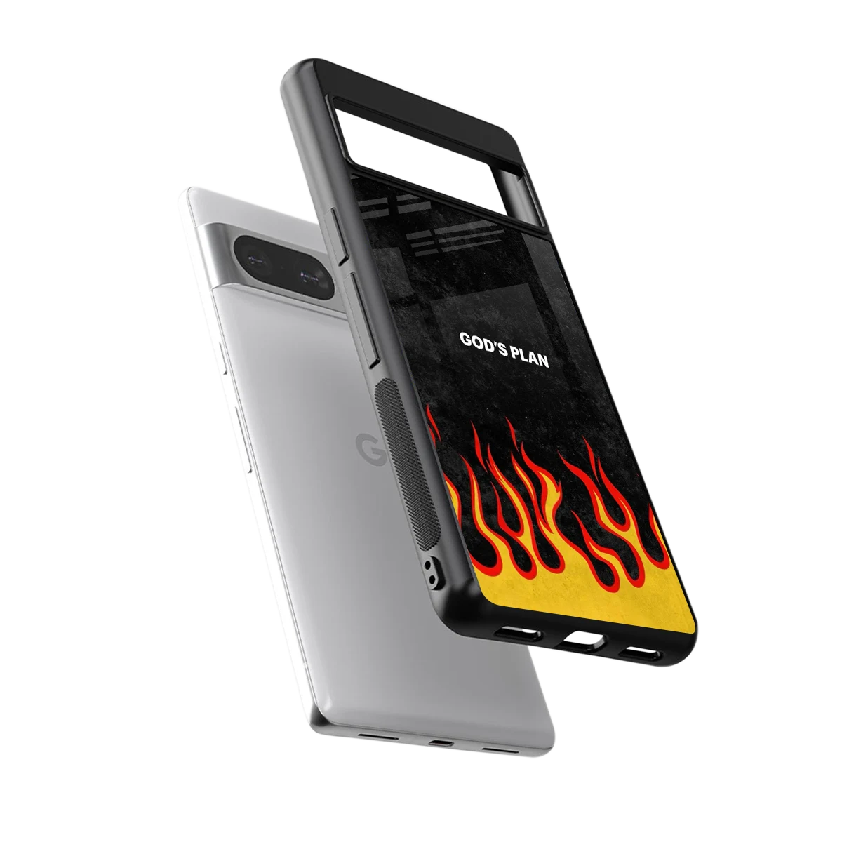 Gods Plan sleek google pixel 8 cover with tempered glass back and TPU edges