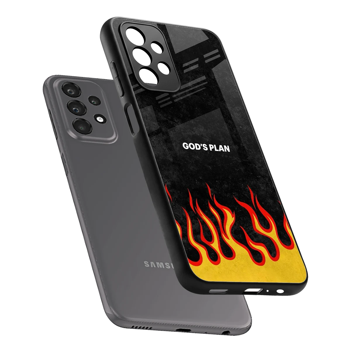 Gods Plan sleek samsung galaxy a23 cover with tempered glass back and TPU edges