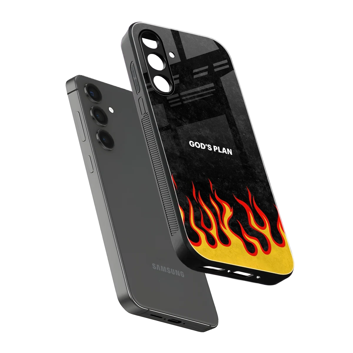 Gods Plan sleek samsung galaxy a55 5g cover with tempered glass back and TPU edges