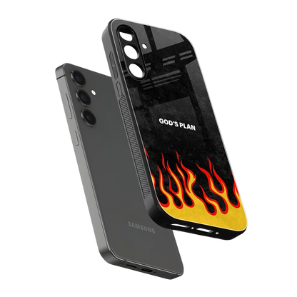 Gods Plan sleek samsung galaxy a55 5g cover with tempered glass back and TPU edges