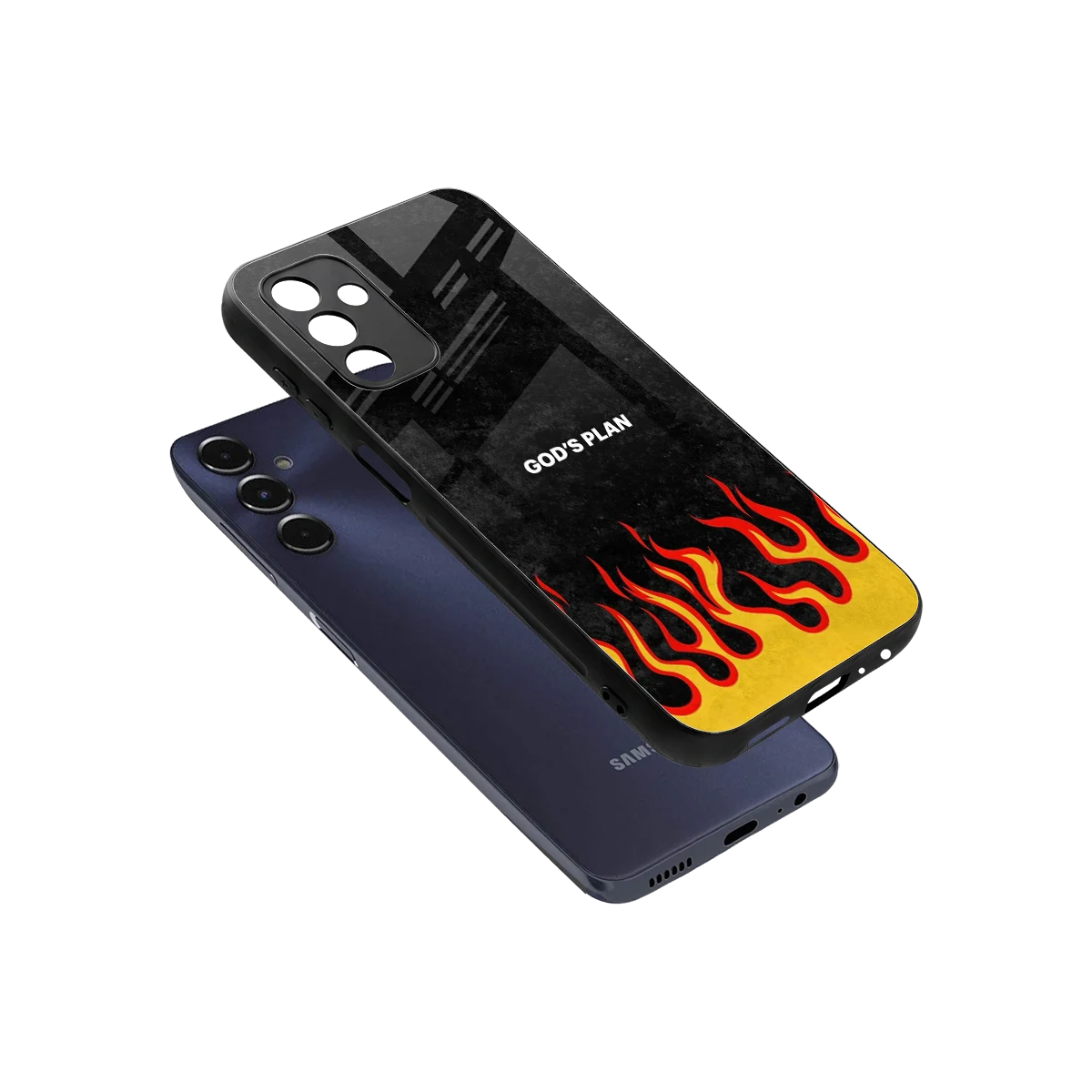 Gods Plan sleek samsung galaxy m14 5g cover with tempered glass back and TPU edges