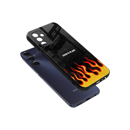 Gods Plan sleek samsung galaxy m14 5g cover with tempered glass back and TPU edges