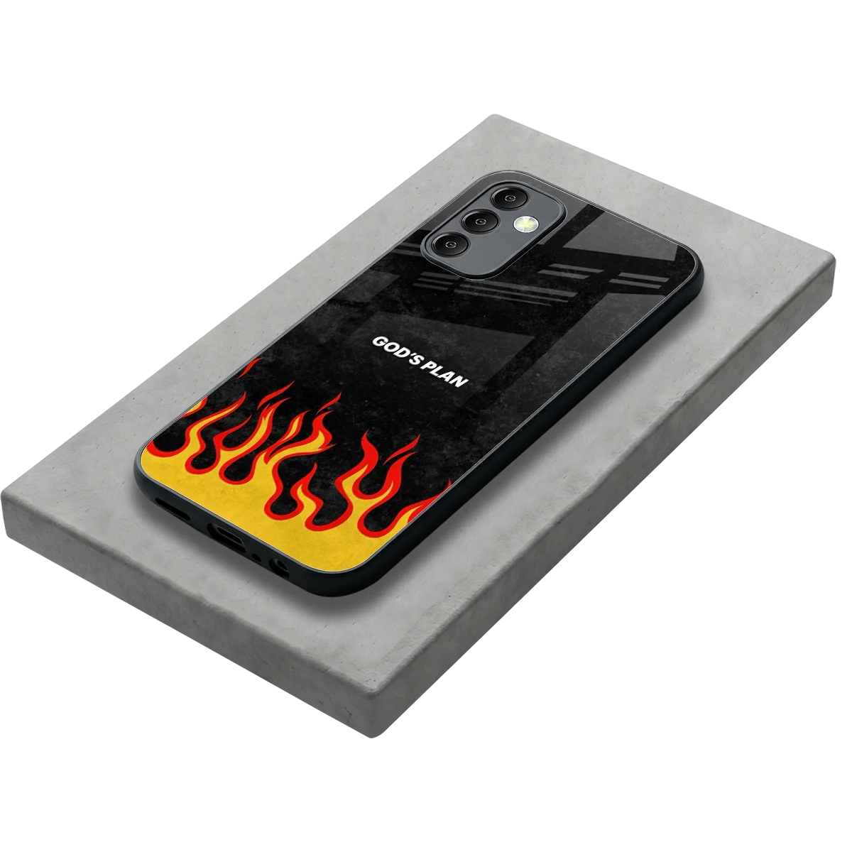 Gods Plan stylish phone case for samsung galaxy m14 5g | glossy glass and slim fit